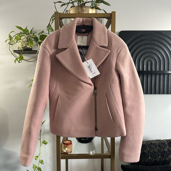 Ted Baker Asinata cropped Wool Biker jacket NWT - Picture 5 of 7